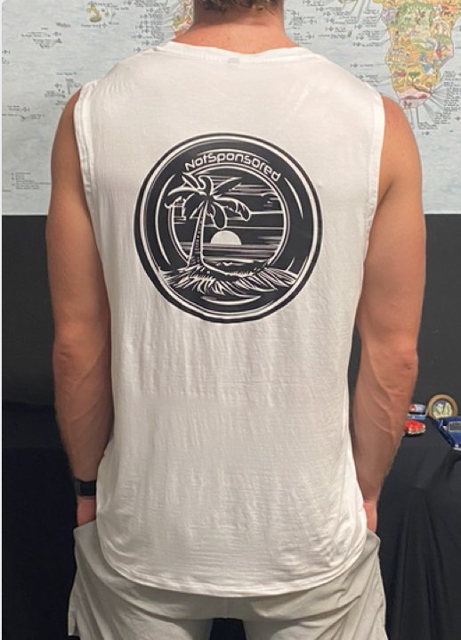 Muscle Tank Palm Sunsets WHITE Bamboo Mens/Womens